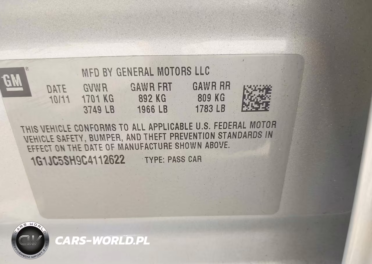 2012 Chevrolet Sonic 2Lt VIN:1G1JC5SH9C4112622 - 9