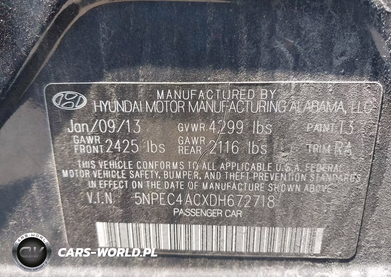 2013 Hyundai Sonata Se VIN:5NPEC4ACXDH672718 - 9
