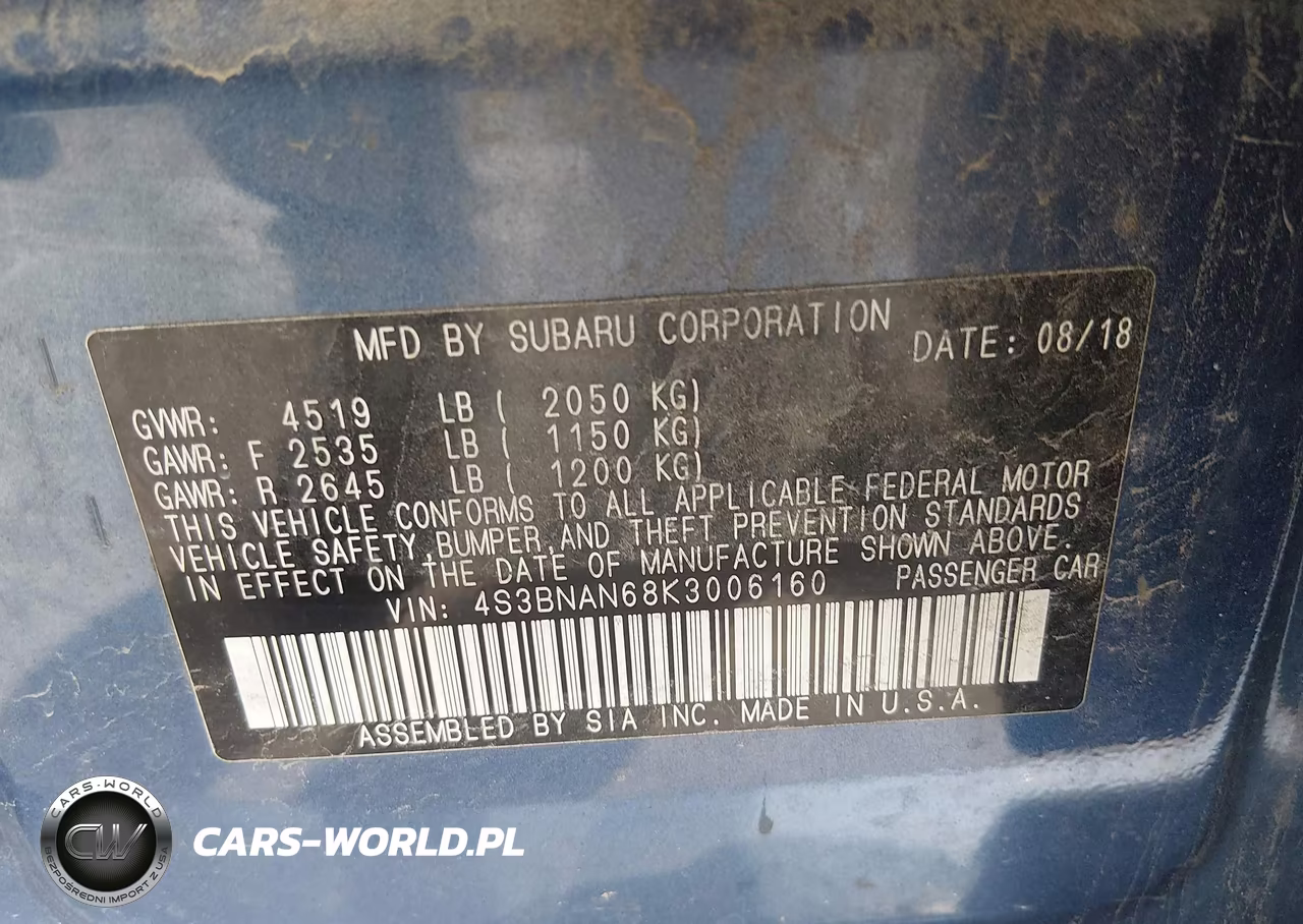2019 Subaru Legacy 2.5I Limited VIN:4S3BNAN68K3006160 - 9
