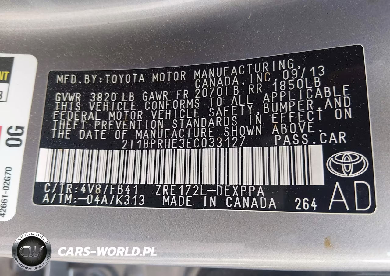 2014 Toyota Corolla Le Eco Plus VIN:2T1BPRHE3EC033127 - 9