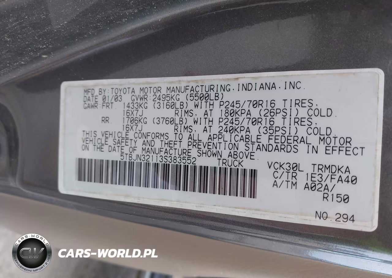 2003 Toyota Tundra VIN:5TBJN32113S383552 - 9