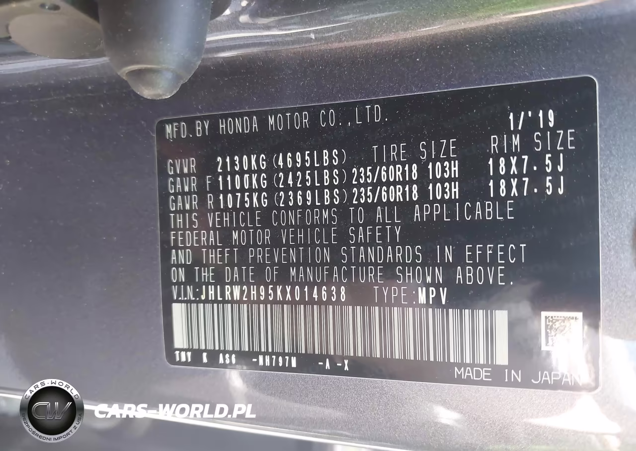 2019 Honda Cr-V Touring VIN:JHLRW2H95KX014638 - 9