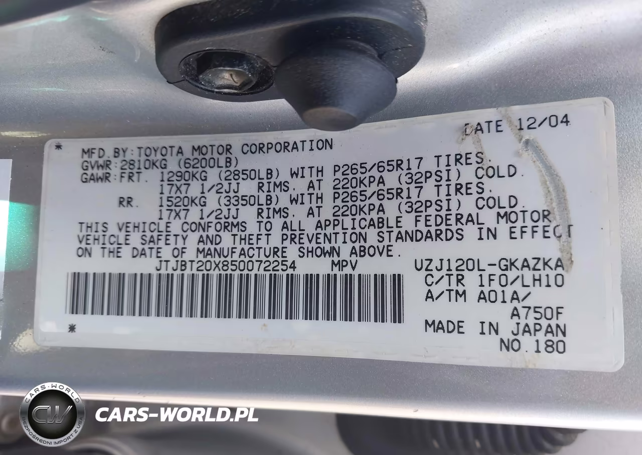 2005 Lexus Gx 470 VIN:JTJBT20X850072254 - 9