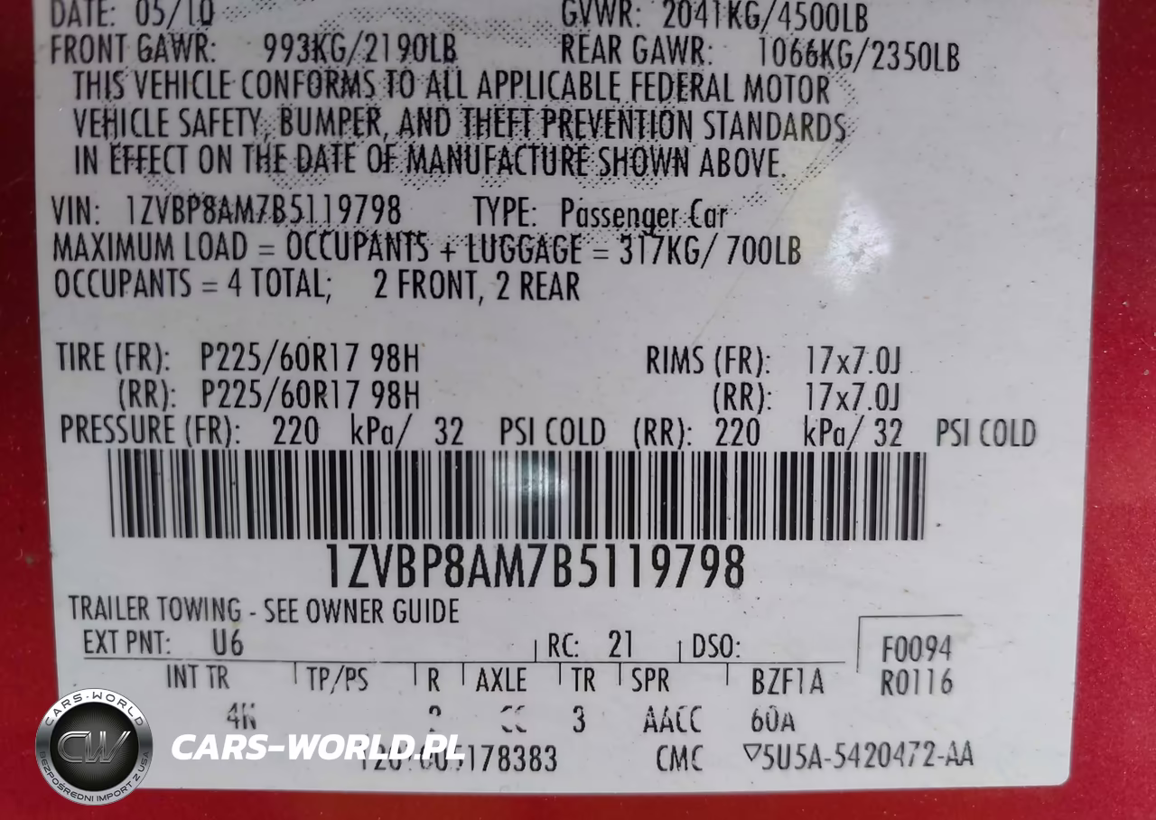 2011 Ford Mustang V6-V6 Premium VIN:1ZVBP8AM7B5119798 - 9