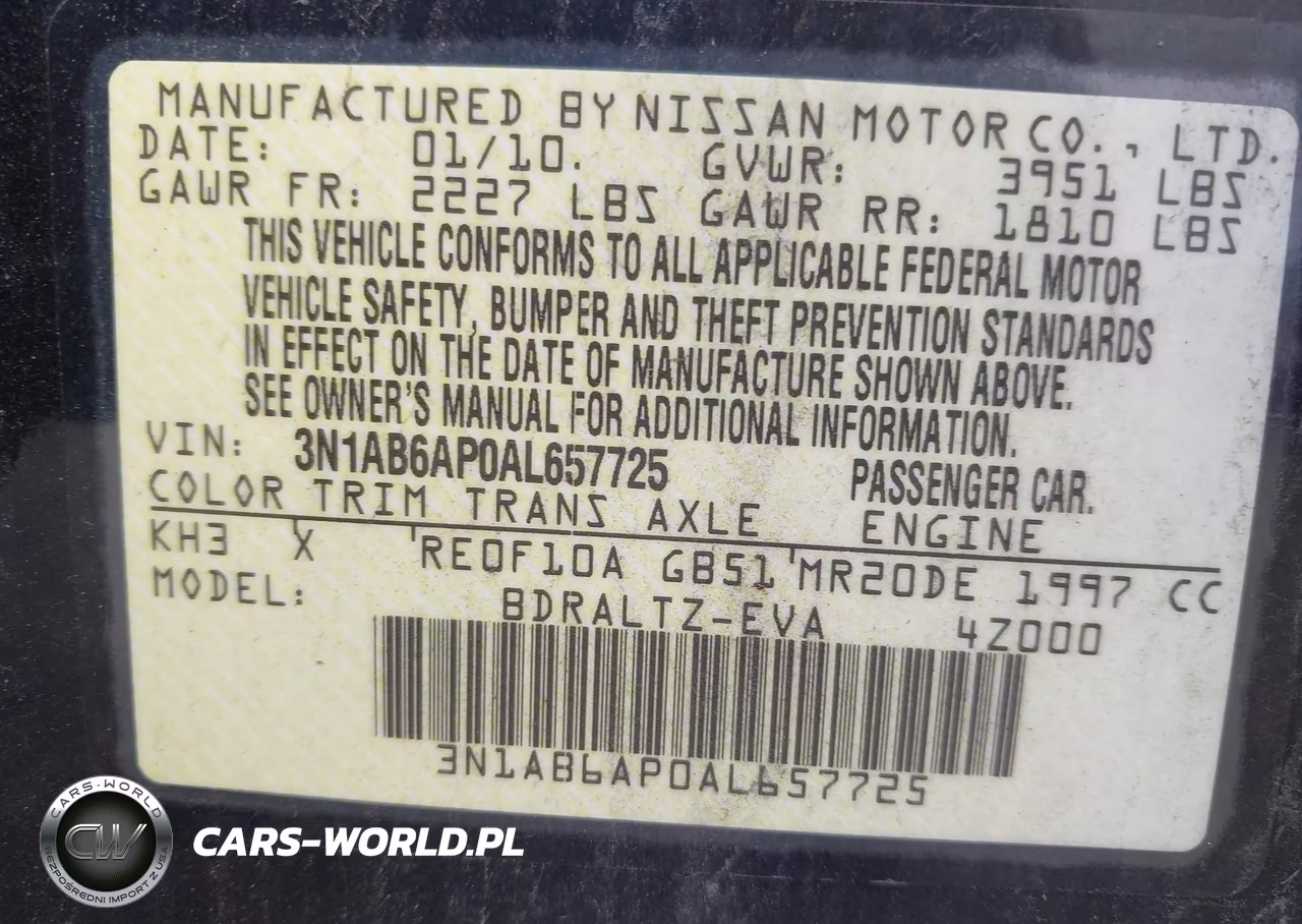 2010 Nissan Sentra VIN:3N1AB6AP0AL657725 - 9