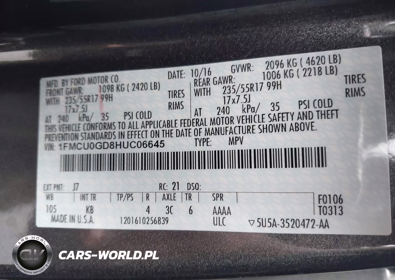 2017 Ford Escape Se VIN:1FMCU0GD8HUC06645 - 9