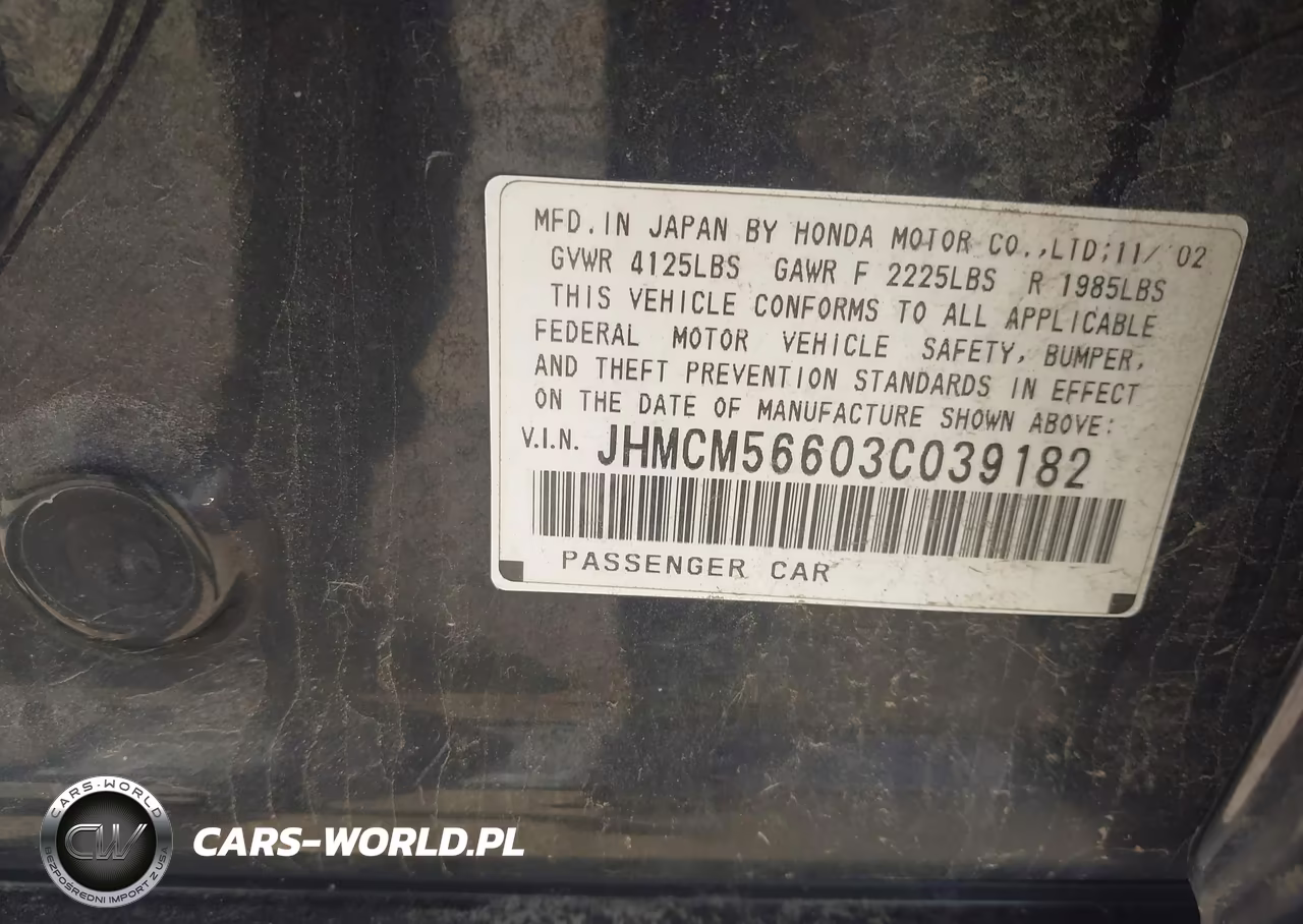 2003 Honda Accord 2.4 Ex-Ex VIN:JHMCM56603C039182 - 9