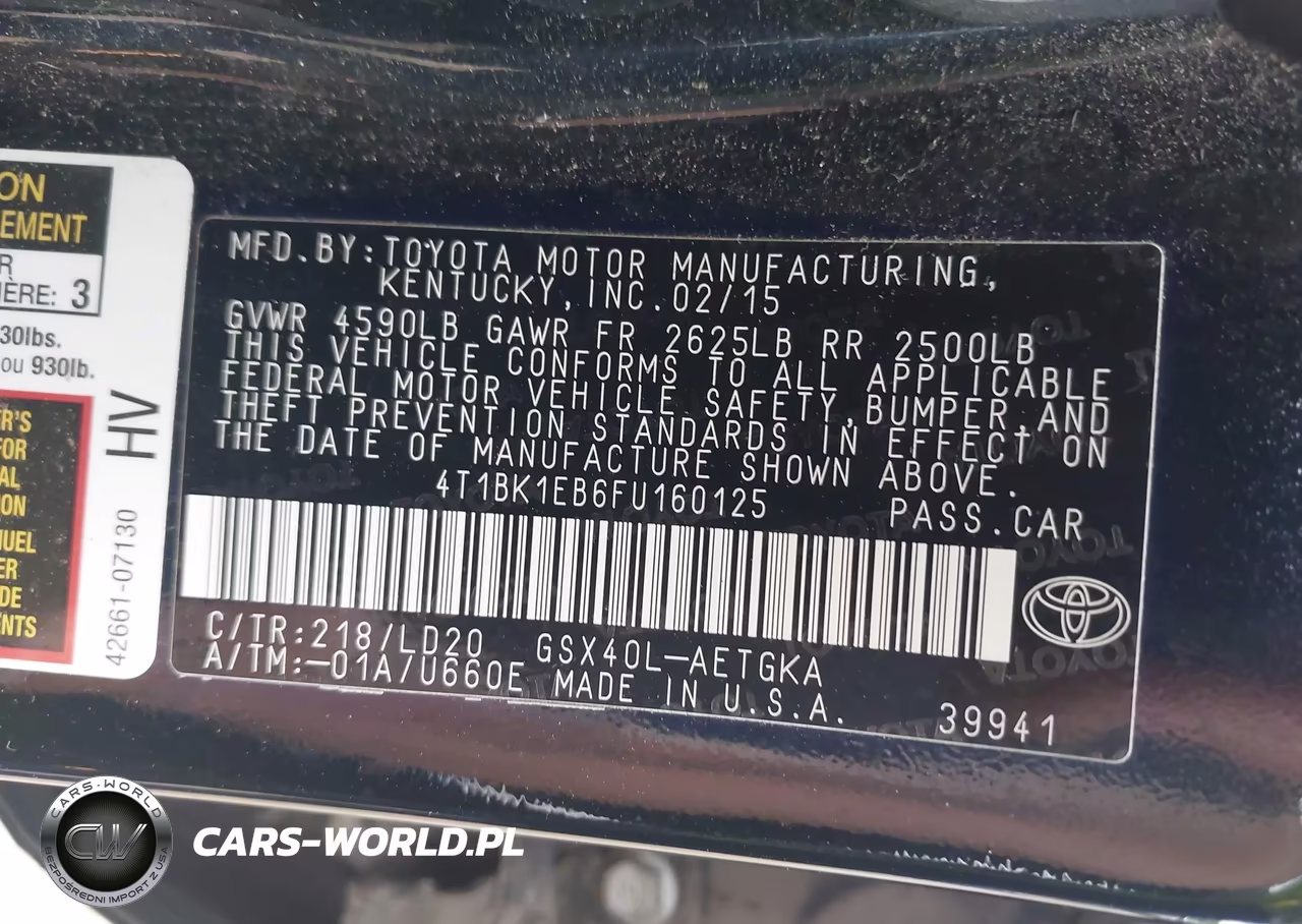2015 Toyota Avalon Xle VIN:4T1BK1EB6FU160125 - 9