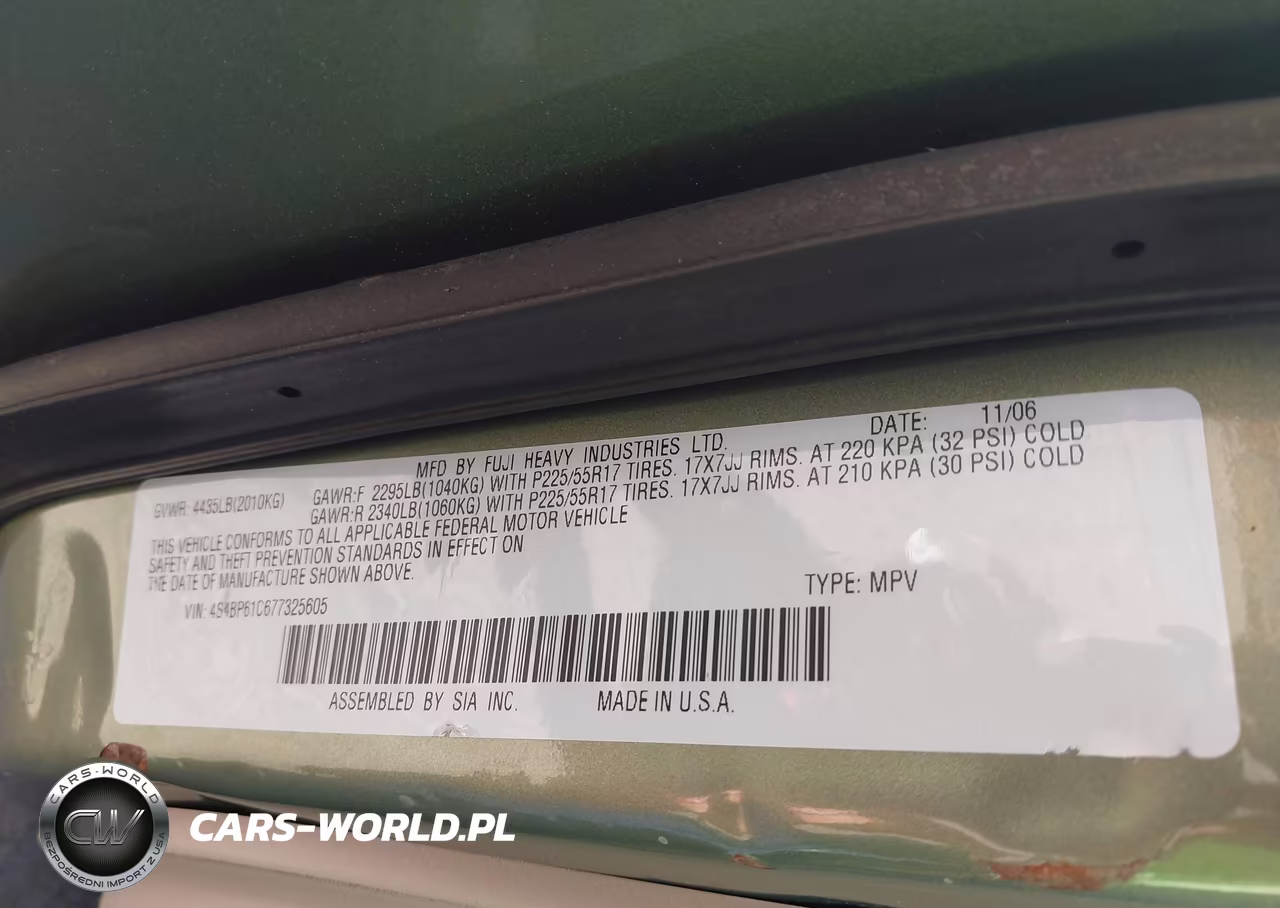 2007 Subaru Outback 2.5I VIN:4S4BP61C677325605 - 9
