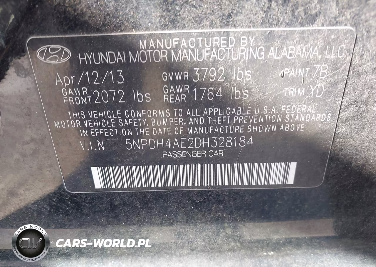 2013 Hyundai Elantra Gls VIN:5NPDH4AE2DH328184 - 9