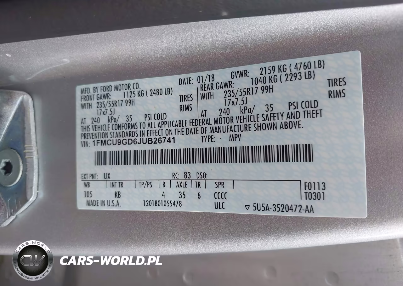 2018 Ford Escape Se VIN:1FMCU9GD6JUB26741 - 9