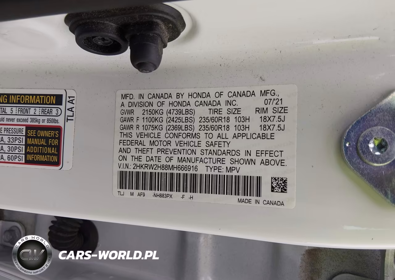 2021 Honda Cr-V Awd Ex-L VIN:2HKRW2H88MH666916 - 9