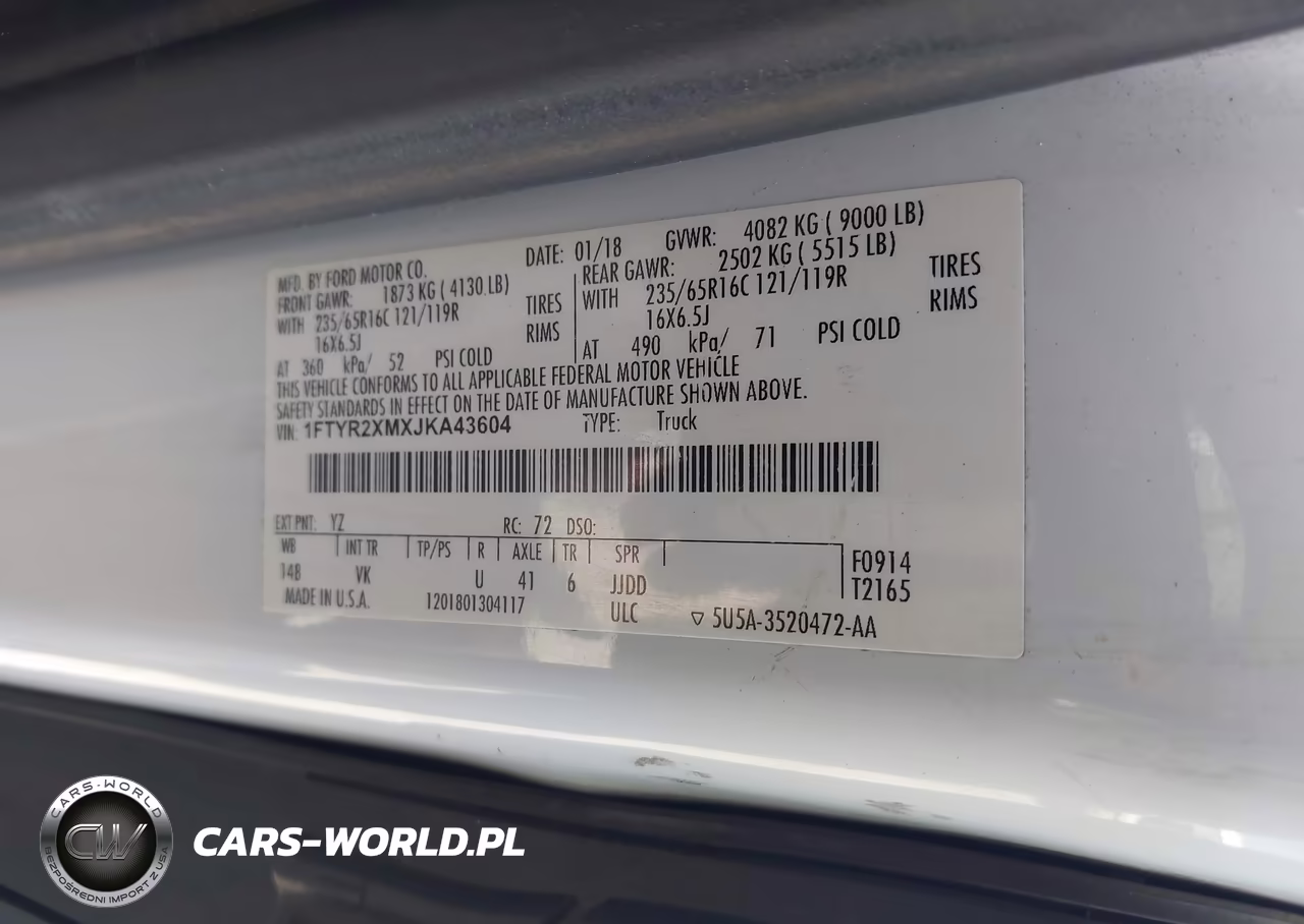 2018 Ford Transit-250 VIN:1FTYR2XMXJKA43604 - 9