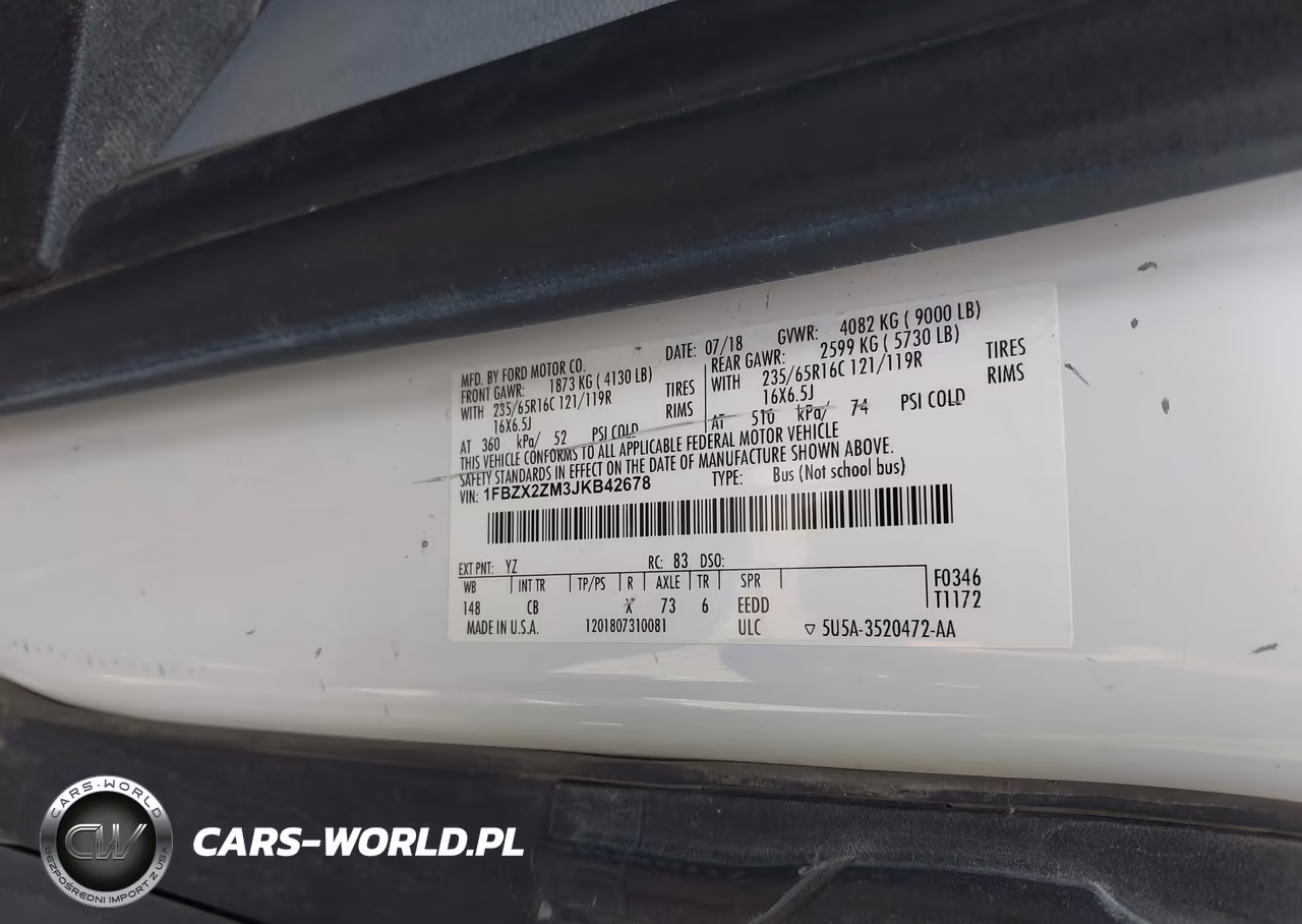 2018 Ford Transit-350 Xl-Xlt VIN:1FBZX2ZM3JKB42678 - 9