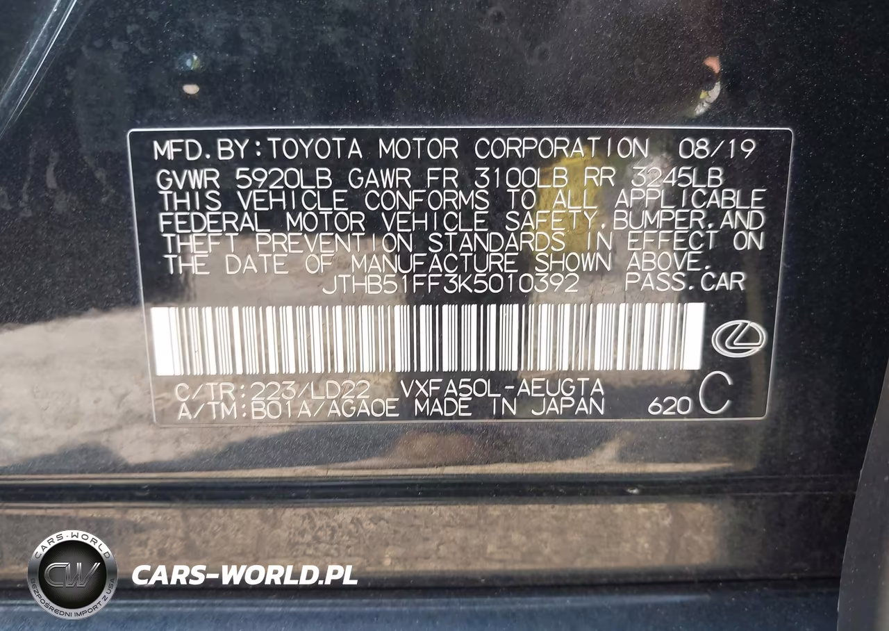 2019 Lexus Ls 500 VIN:JTHB51FF3K5010392 - 9