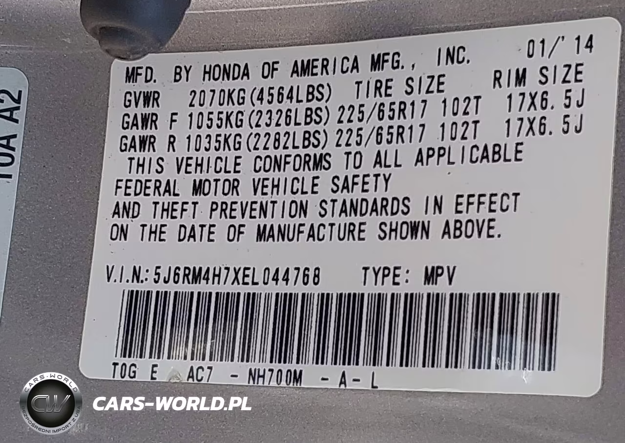 2014 Honda Cr-V Ex-L VIN:5J6RM4H7XEL044768 - 9