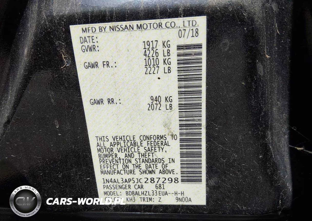2018 Nissan Altima 2.5 Sr VIN:1N4AL3AP5JC287298 - 9