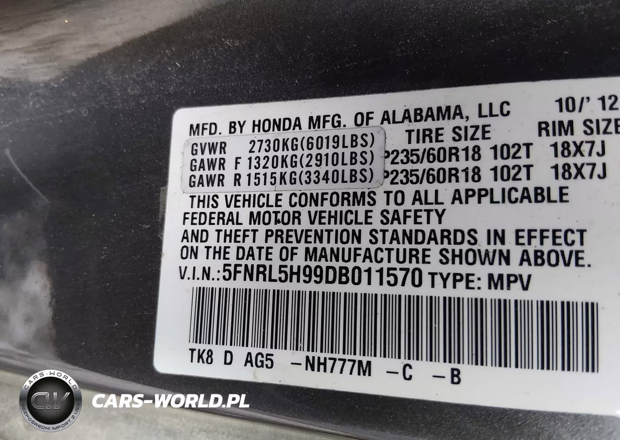 2013 Honda Odyssey Touring-Touring Elite VIN:5FNRL5H99DB011570 - 9