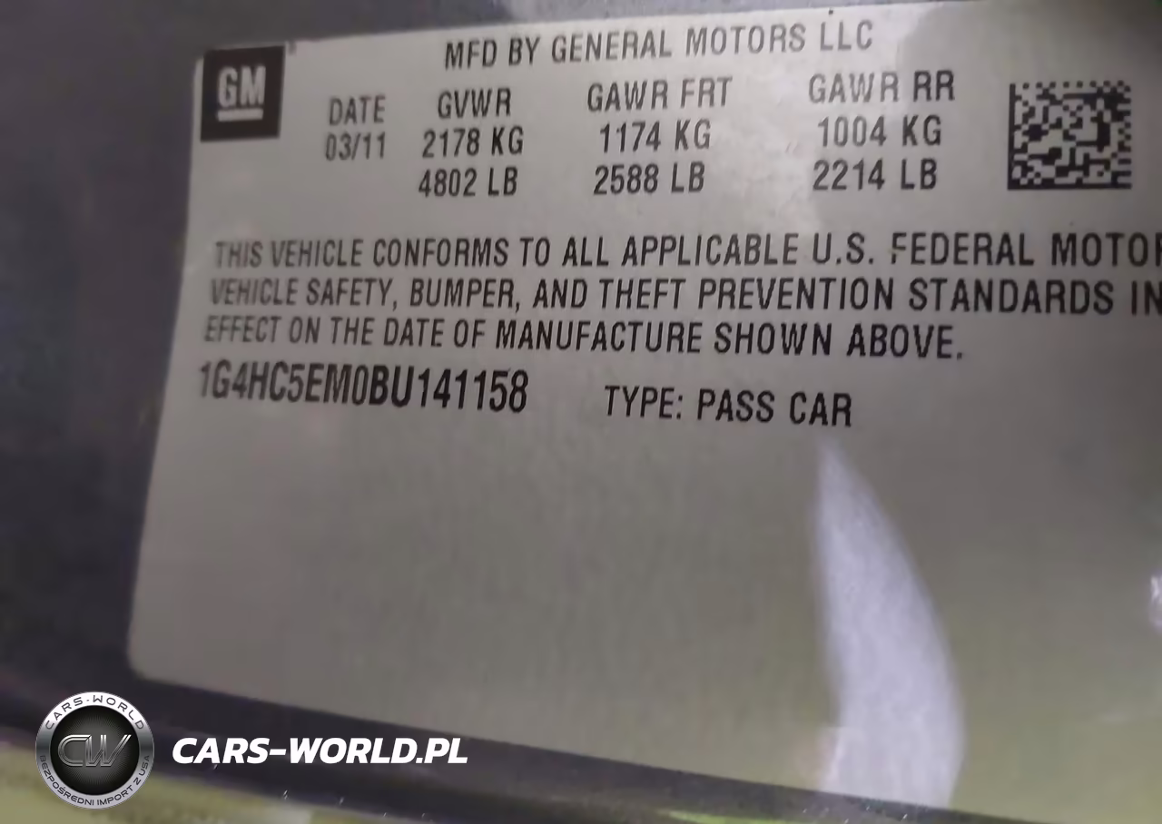 2011 Buick Lucerne Cxl VIN:1G4HC5EM0BU141158 - 9