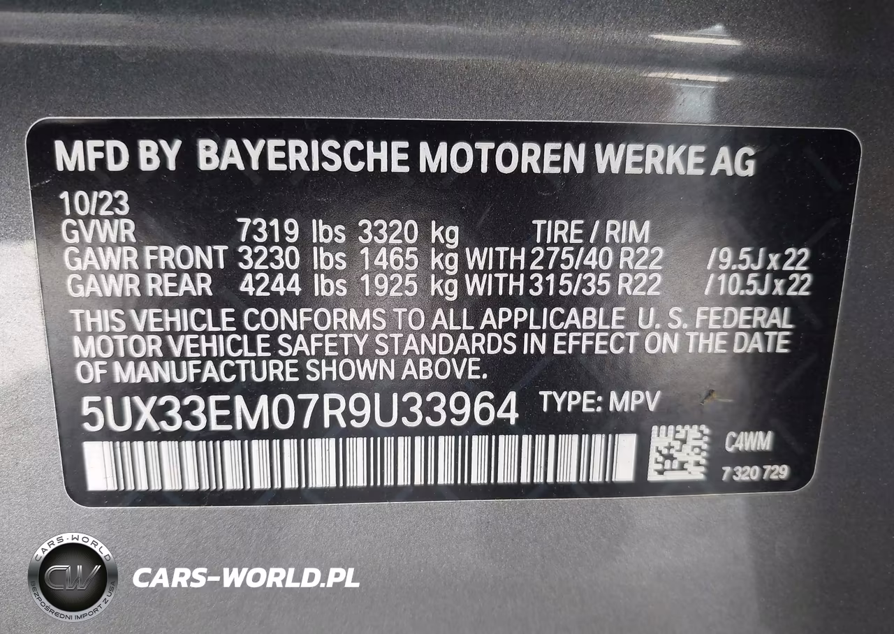 2024 BMW X7 M60I VIN:5UX33EM07R9U33964 - 9