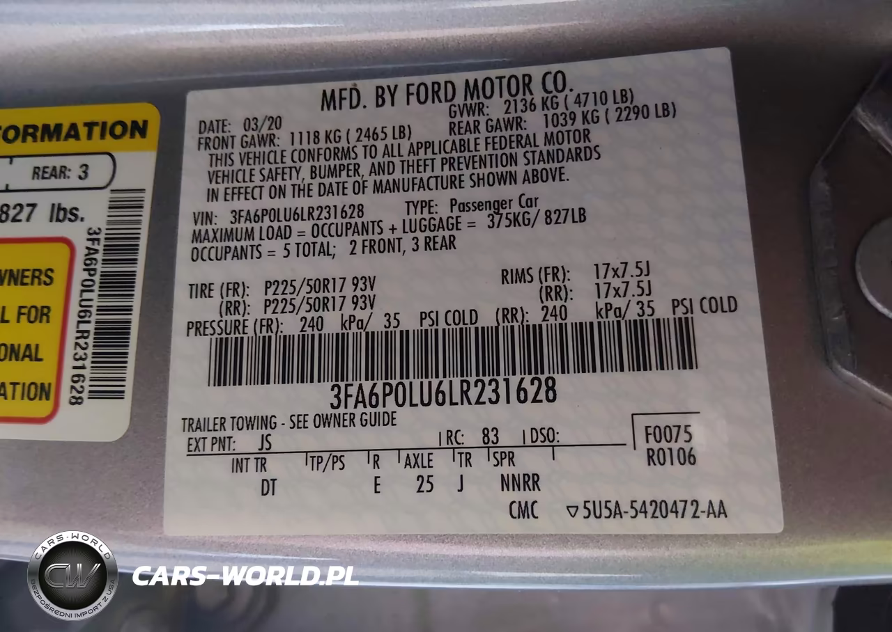 2020 Ford Fusion Hybrid Se VIN:3FA6P0LU6LR231628 - 9