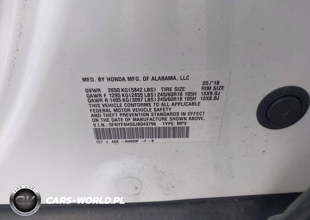 2018 Honda Pilot Ex-L VIN:5FNYF6H53JB049796 - 9