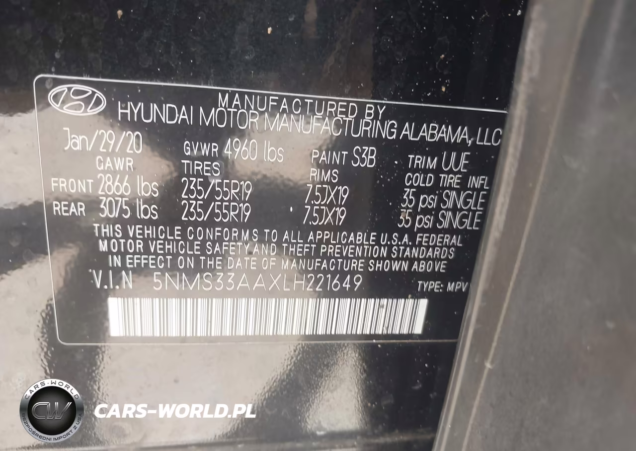 2020 Hyundai Santa Fe Sel 2.0T VIN:5NMS33AAXLH221649 - 9