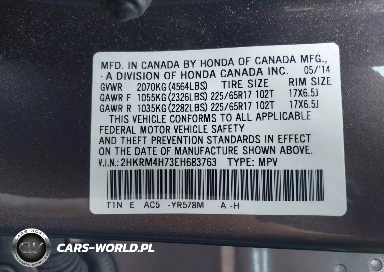 2014 Honda Cr-V Ex-L VIN:2HKRM4H73EH683763 - 9