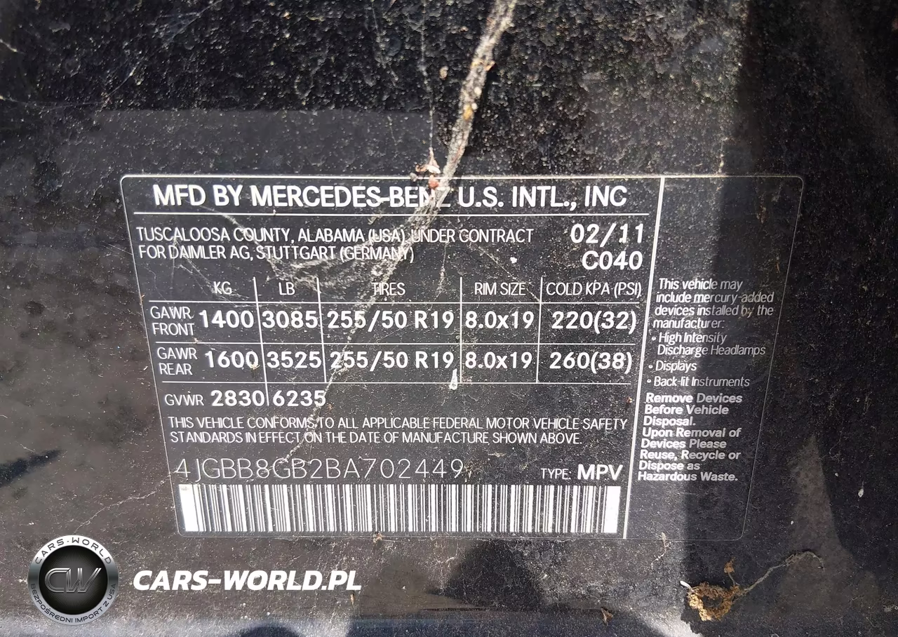 2011 Mercedes-Benz Ml 350 4Matic VIN:4JGBB8GB2BA702449 - 9