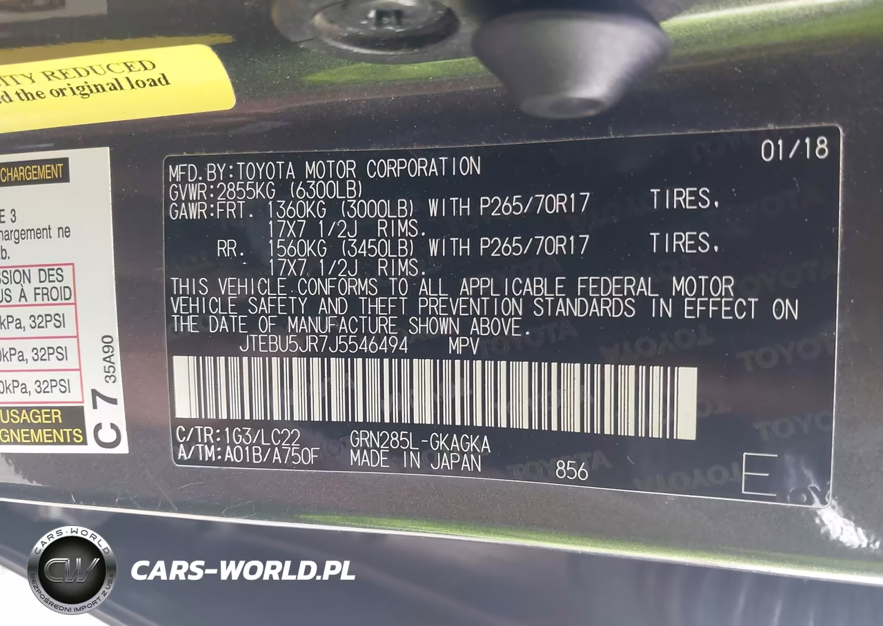 2018 Toyota 4Runner Trd Off Road Premium VIN:JTEBU5JR7J5546494 - 9