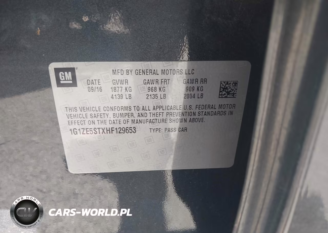 2017 CHEVROLET MALIBU 1LT VIN:1G1ZE5STXHF129653 - 9