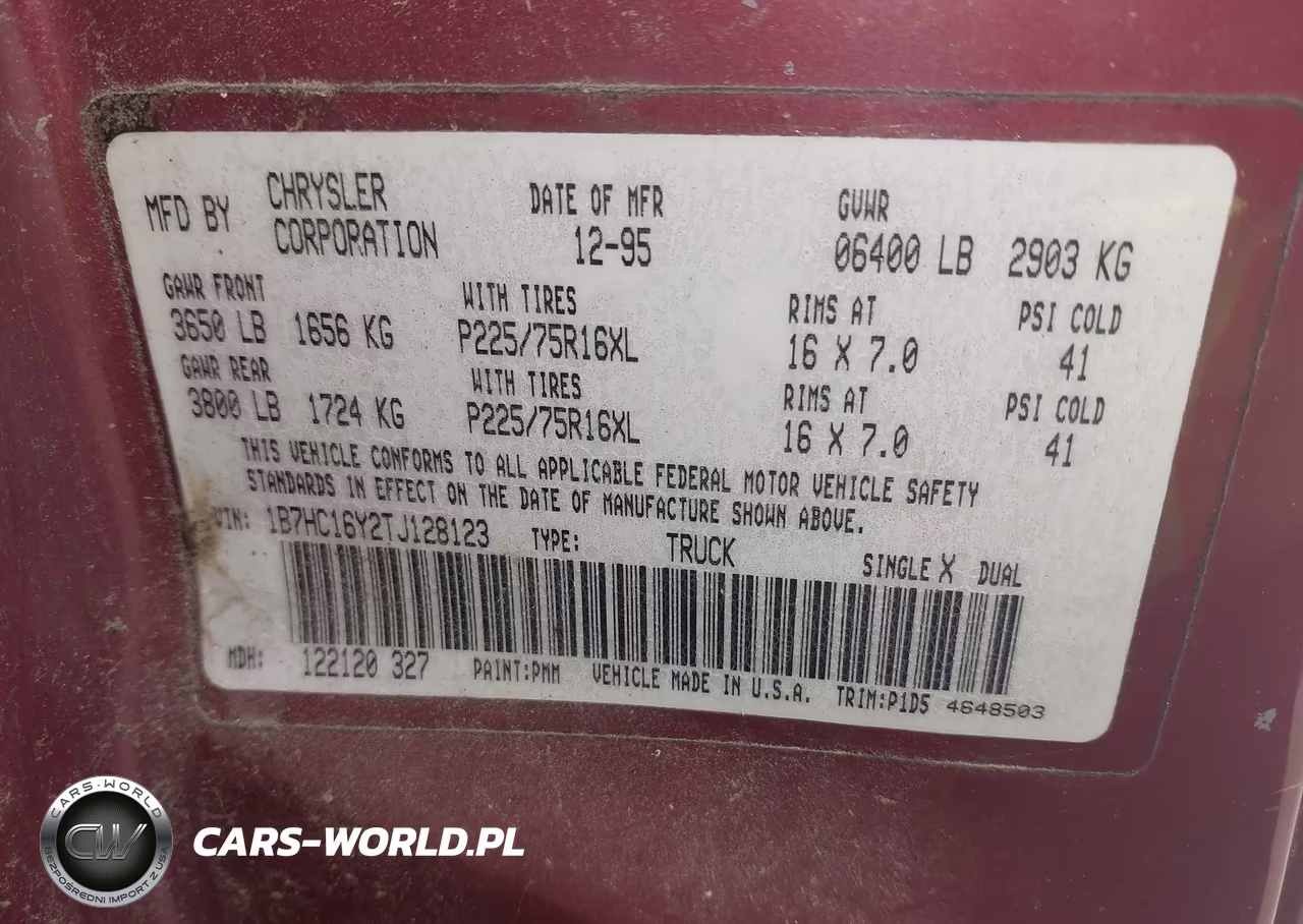 1996 Dodge Ram 1500 VIN:1B7HC16Y2TJ128123 - 9