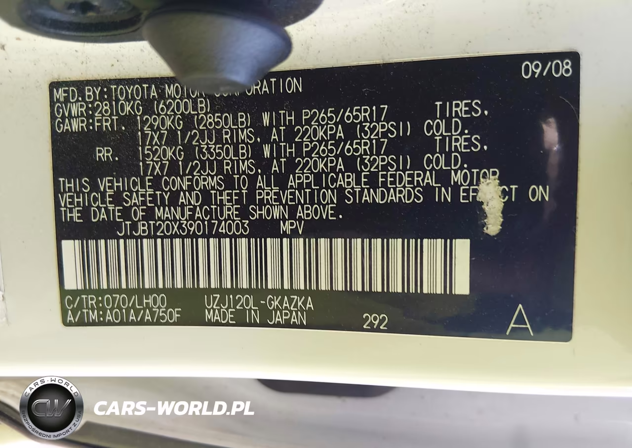 2009 Lexus Gx 470 VIN:JTJBT20X390174003 - 9