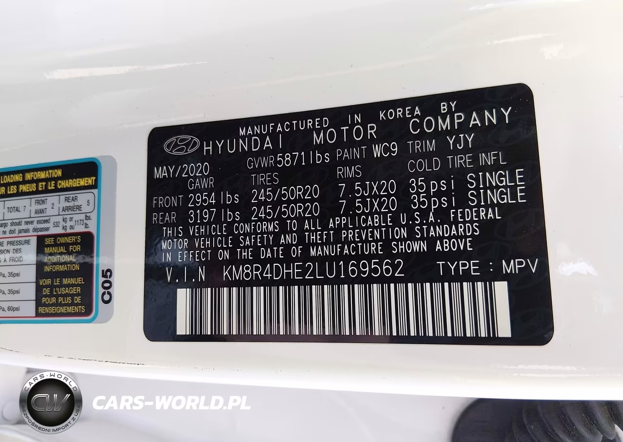 2020 Hyundai Palisade Sel VIN:KM8R4DHE2LU169562 - 9