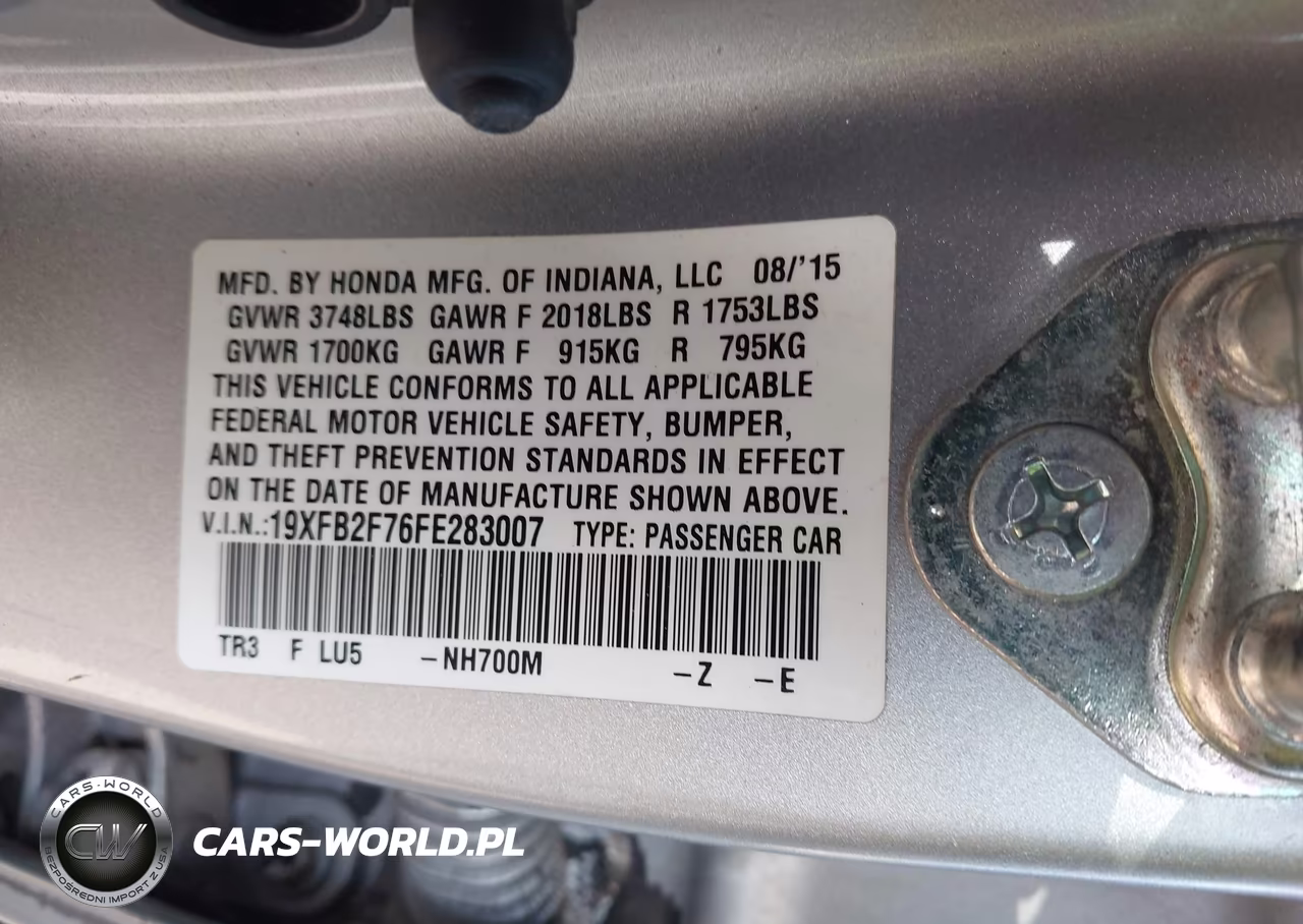 2015 Honda Civic Se VIN:19XFB2F76FE283007 - 9