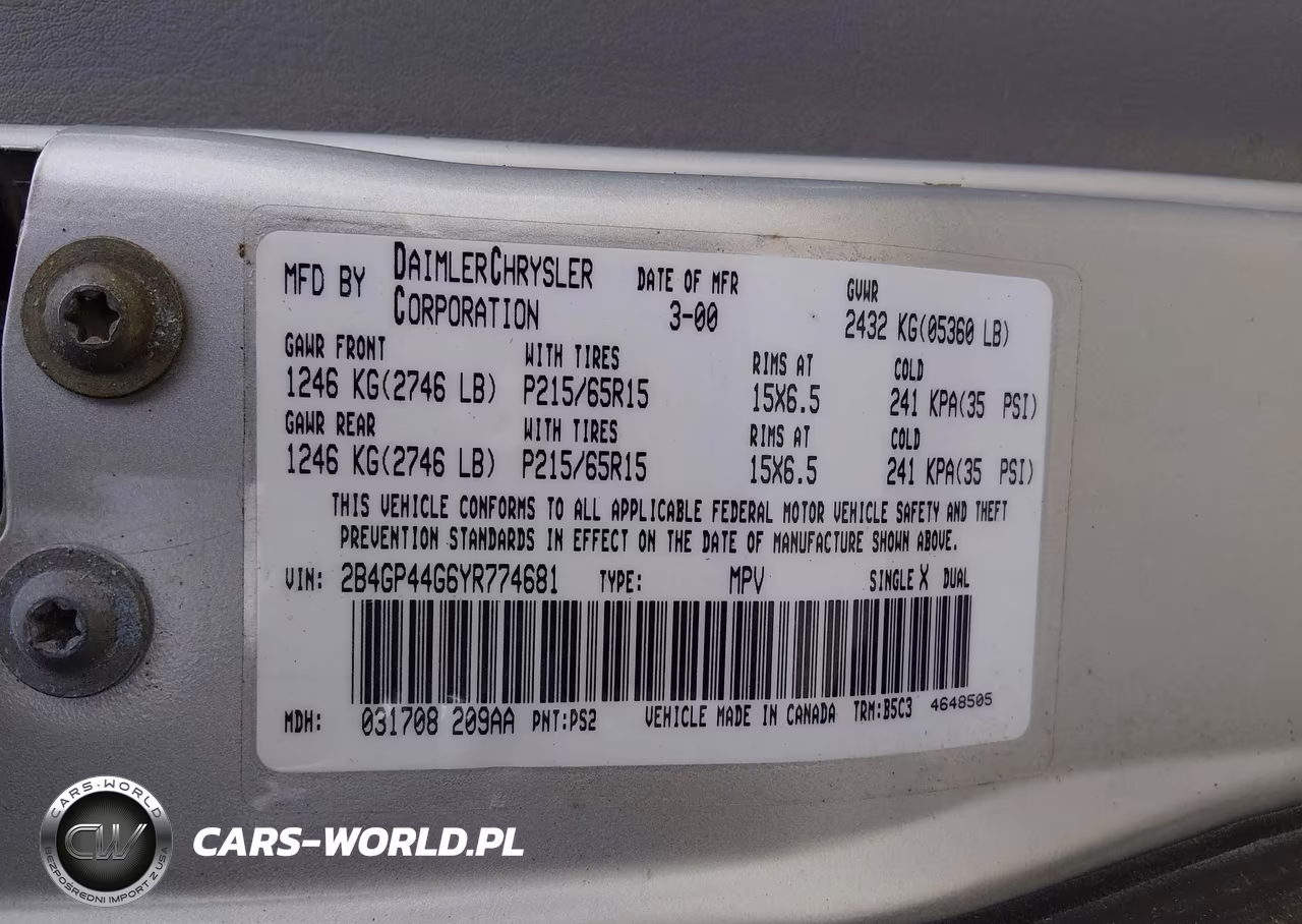 2000 Dodge Grand Caravan Se VIN:2B4GP44G6YR774681 - 9