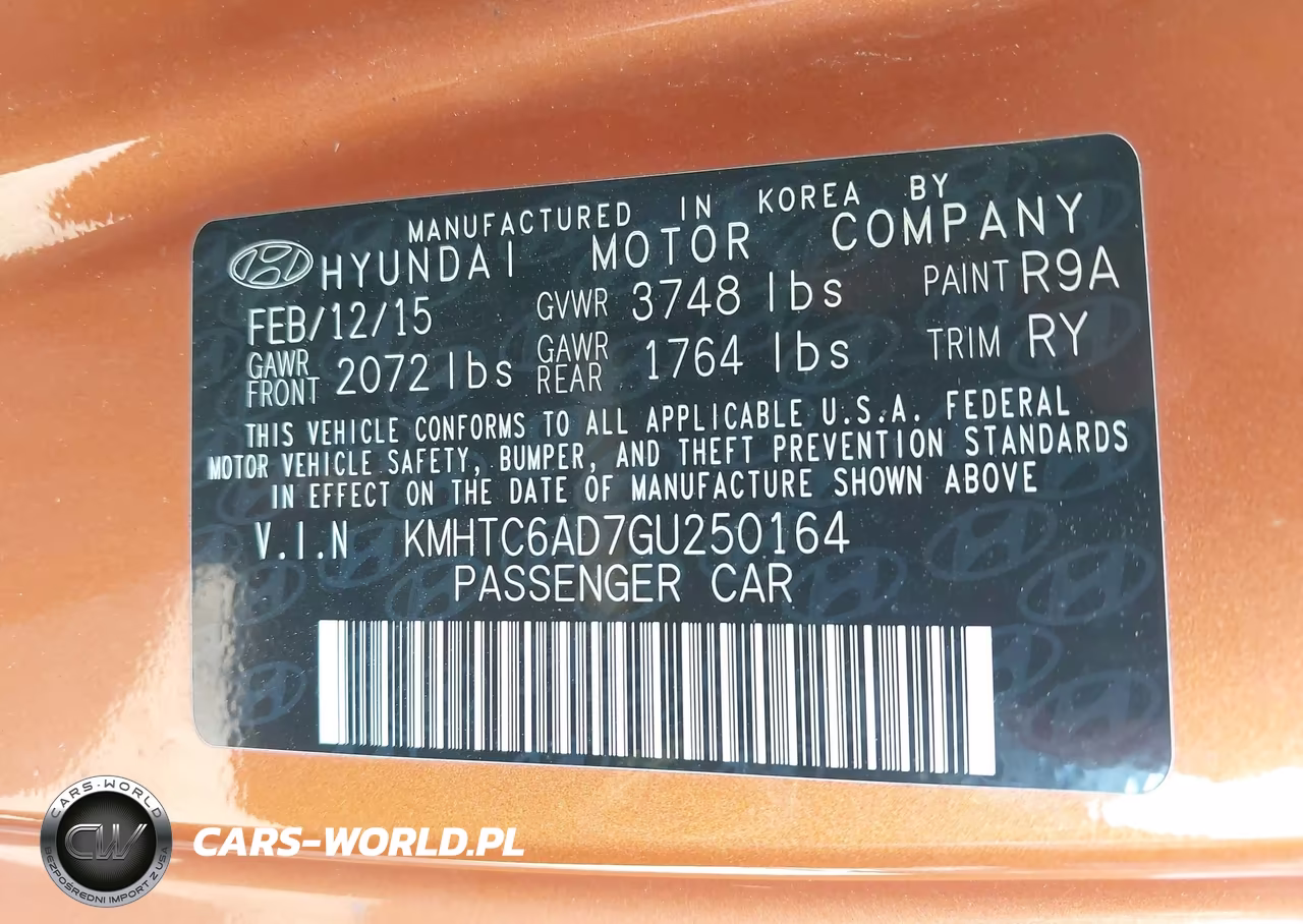 2016 Hyundai Veloster VIN:KMHTC6AD7GU250164 - 9