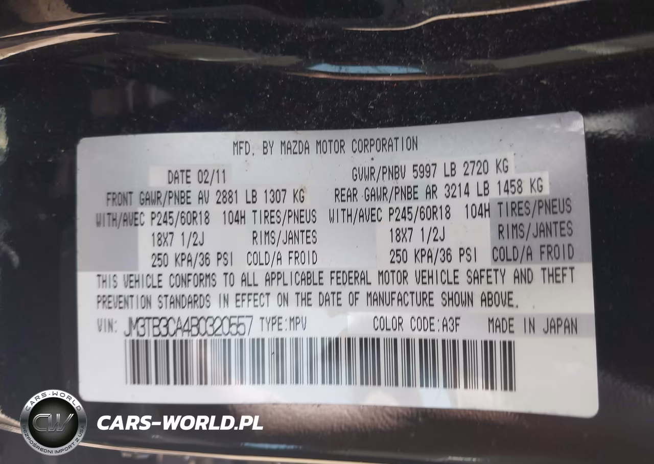 2011 Mazda Cx-9 Touring VIN:JM3TB3CA4B0320557 - 9