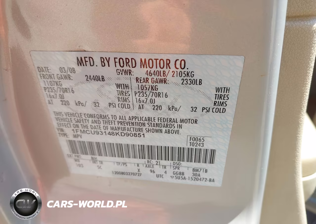 2008 Ford Escape Xlt VIN:1FMCU93148KD90851 - 9