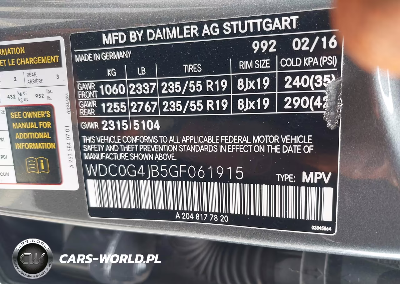 2016 Mercedes-Benz Glc 300 VIN:WDC0G4JB5GF061915 - 9