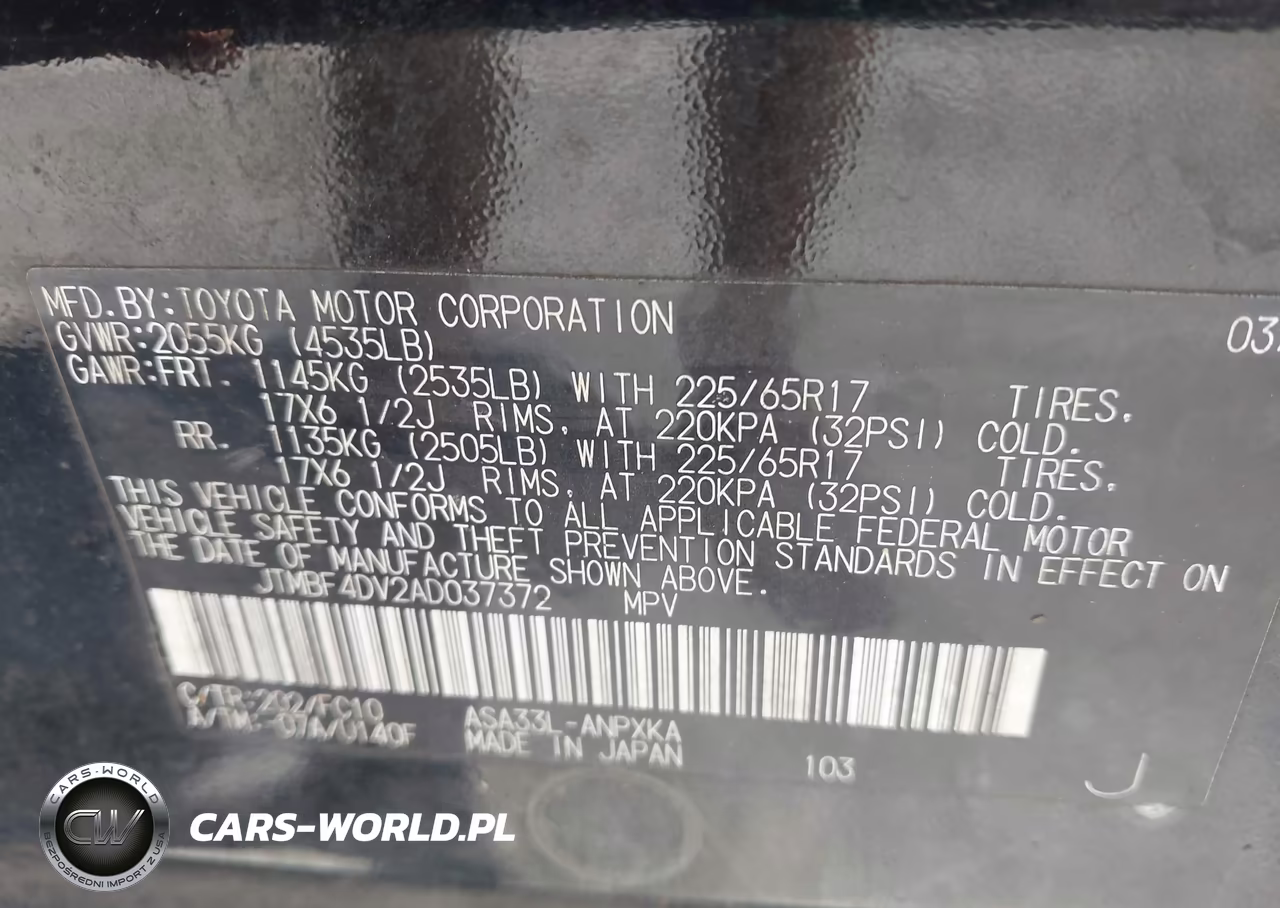 2010 Toyota Rav4 VIN:JTMBF4DV2AD037372 - 9