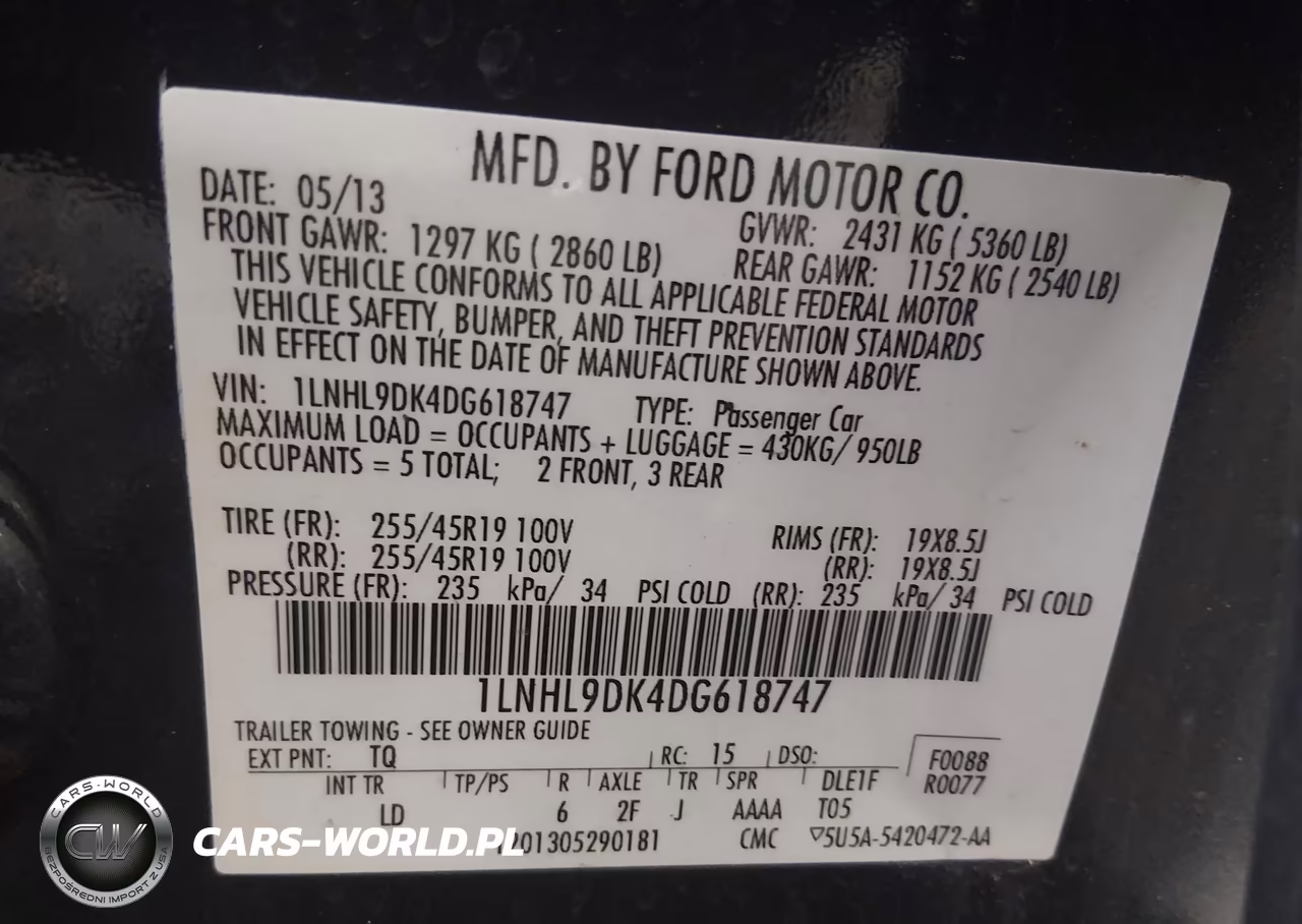 2013 Lincoln Mks VIN:1LNHL9DK4DG618747 - 9