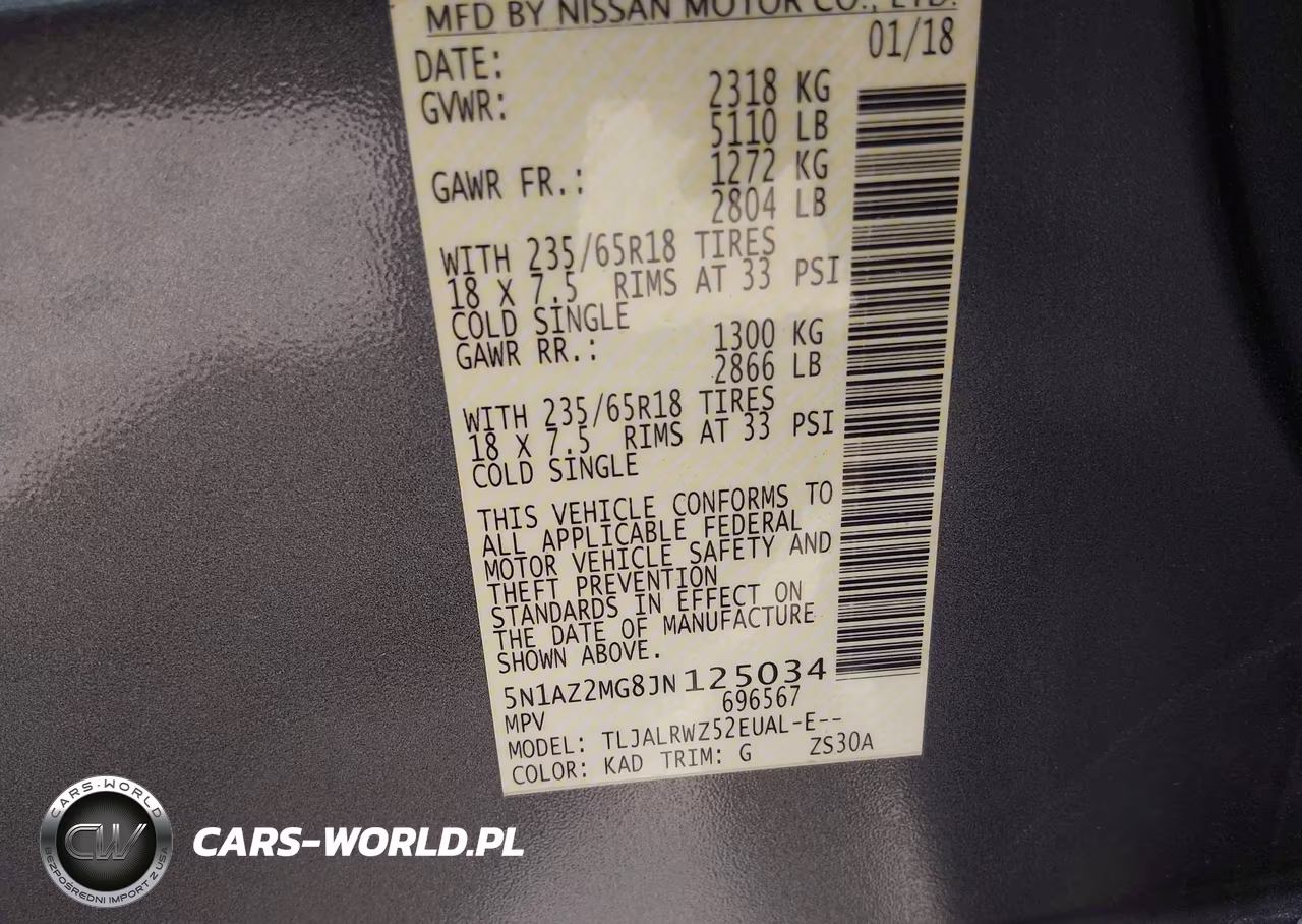 2018 Nissan Murano Sl VIN:5N1AZ2MG8JN125034 - 9