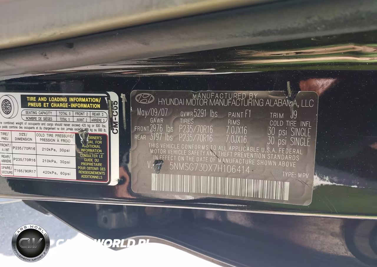2007 Hyundai Santa Fe Gls VIN:5NMSG73DX7H106414 - 9