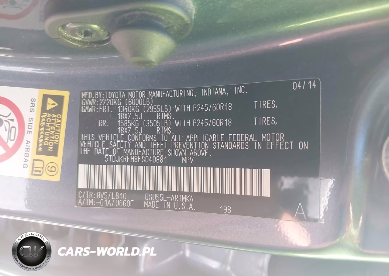 2014 Toyota Highlander Xle V6 VIN:5TDJKRFH8ES040881 - 9