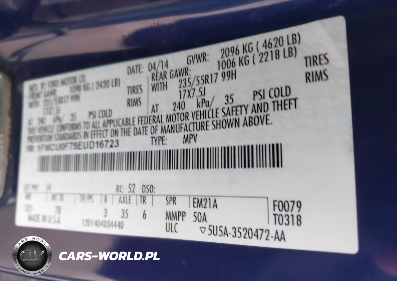 2014 Ford Escape S VIN:1FMCU0F75EUD16723 - 9
