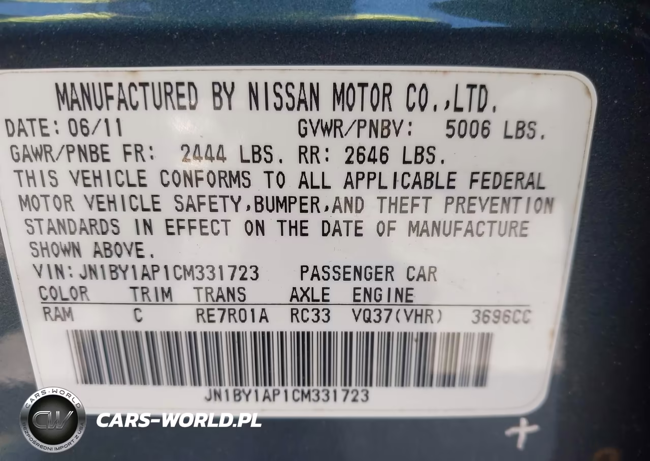2012 Infiniti M37 VIN:JN1BY1AP1CM331723 - 9