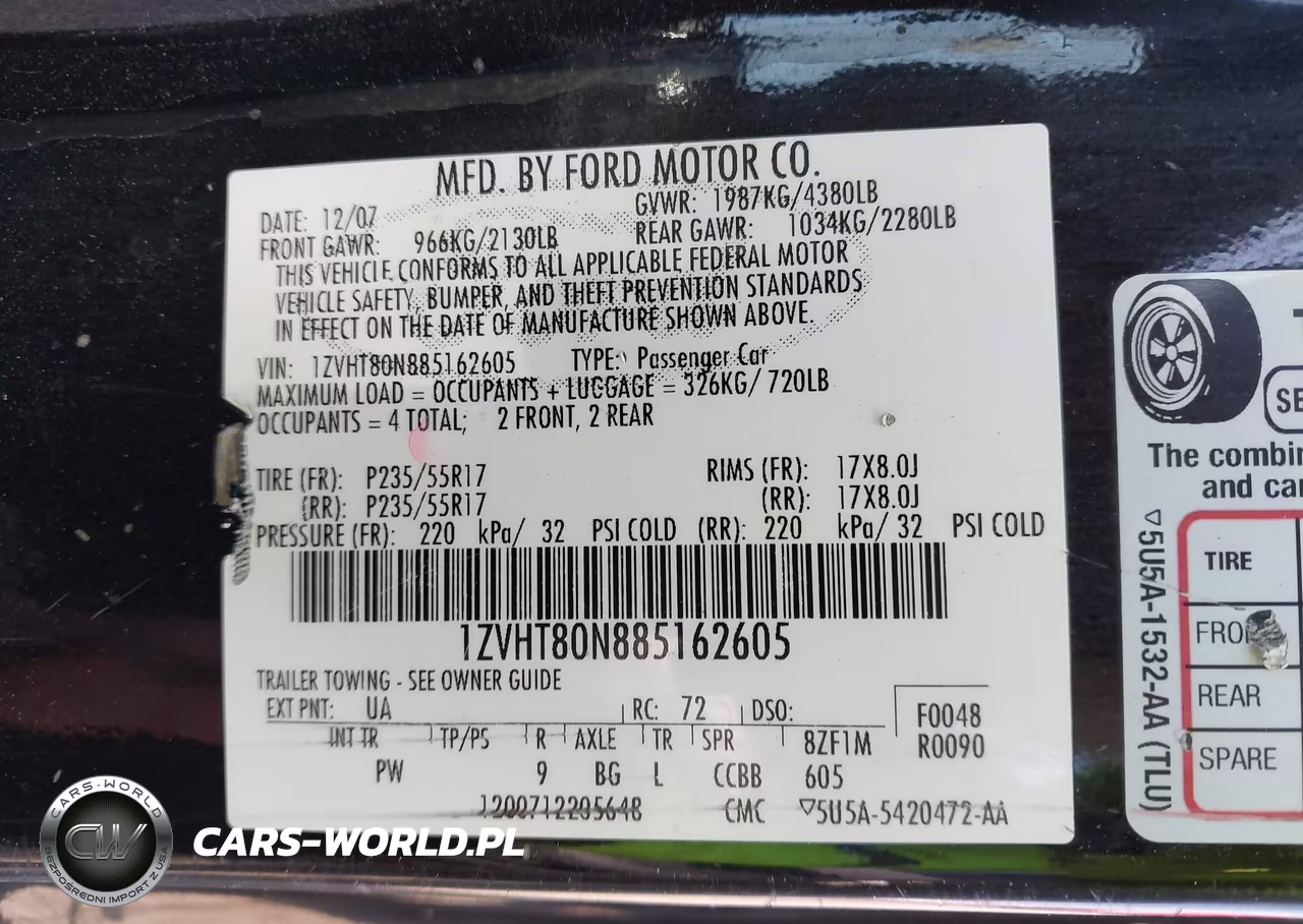 2008 Ford Mustang V6 Deluxe-V6 Premium VIN:1ZVHT80N885162605 - 9