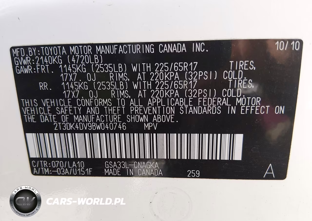 2011 Toyota Rav4 Limited V6 VIN:2T3DK4DV9BW040746 - 9