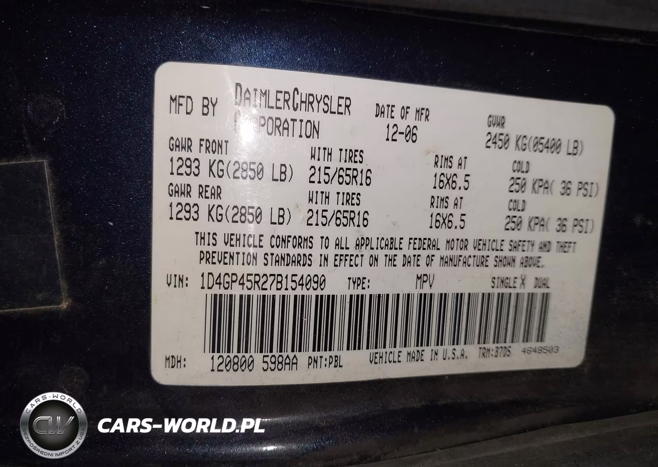 2007 Dodge Caravan Sxt VIN:1D4GP45R27B154090 - 9